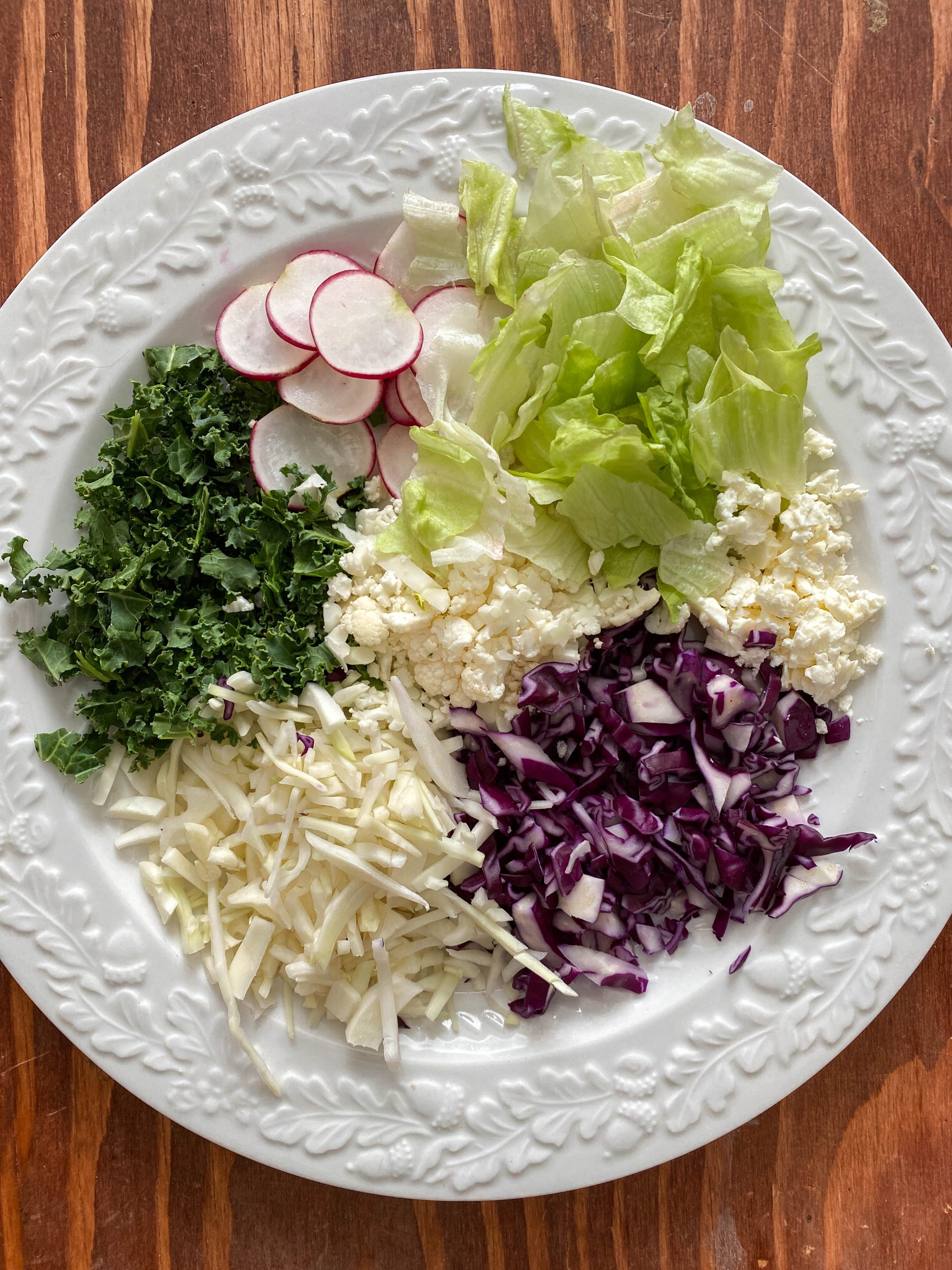 all of the ingredients for the salad shown in their ideal size